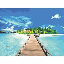 Картина по номерам 40х50 см. Остров cокровищ "Райское наслаждение" на подрамнике акриловые краски 3 кисти