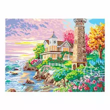 Картина по номерам А3 Остров cокровищ "Вилла у моря" акриловые краски картон 2 кисти