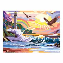 Картина по номерам А3 Остров cокровищ "Морской пейзаж" акриловые краски картон 2 кисти