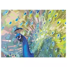 Картина по номерам А3 Остров cокровищ "ПАВЛИН" с акриловыми красками картон кисть