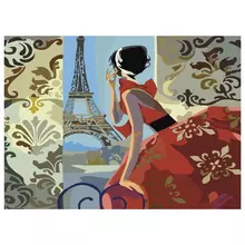 Картина по номерам А3 Остров cокровищ "ПАРИЖ" с акриловыми красками картон кисть