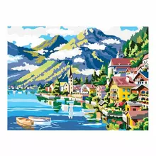 Картина по номерам А3 Остров cокровищ "Прибрежный городок" акриловые краски картон 2 кисти