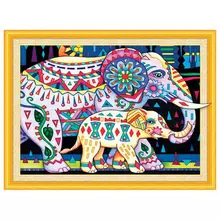 Картина стразами (алмазная мозаика) сияющая 40х50 см. Остров cокровищ "Индийские слоны" без подрамника