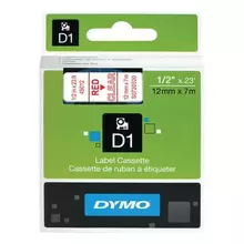 Картридж для принтеров этикеток DYMO D1 12 мм. х 7 м. лента пластиковая красный шрифт прозрачный фон