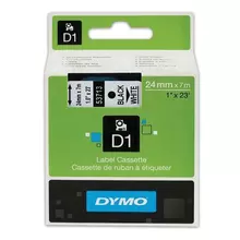 Картридж для принтеров этикеток DYMO D1 24 мм. х 7 м. лента пластиковая чёрный шрифт белый фон