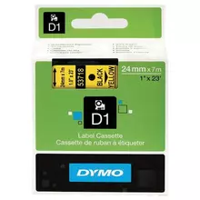 Картридж для принтеров этикеток DYMO D1 24 мм. х 7 м. лента пластиковая чёрный шрифт желтый фон