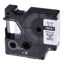 Картридж для принтеров этикеток DYMO Rhino 6 мм. х 15 м. термоусадочная трубка черный шрифт белая трубка