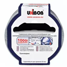 Клейкая лента хозяйственная упаковочная 48 мм. х 10 м. тканевая основа универсальная подвес Unibob