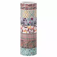 Клейкие WASHI-ленты для декора "Микс №3" 15 мм. х 3 м. 7 цветов рисовая бумага Остров cокровищ
