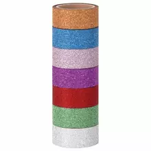 Клейкие ленты полимерные для декора с блестками "ИНТЕНСИВ", 15 мм. х 3 м. 7 цветов, Остров cокровищ