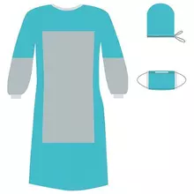 Комплект одноразовой одежды для хирурга КХ-03 с усиленной защитой стерильный 3 предмета Гекса