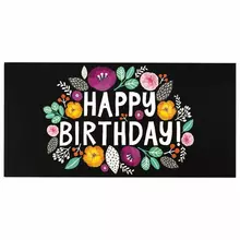 Конверт для денег "HAPPY BIRTHDAY!", Цветы, 166х82 мм. выборочный лак, Золотая Сказка