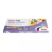 Краски акварельные художественные Pentel "Water Colours" набор 24 цвета туба 5 мл.
