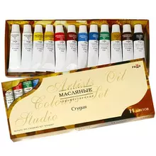 Краски масляные художественные Гамма "Студия" набор 10 цветов по 9 мл. + 2 белых цвета в тубах