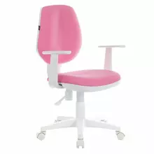 Кресло Brabix "Fancy MG-201W" с подлокотниками пластик белый розовое