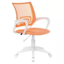 Кресло Brabix "Fly MG-396W" с подлокотниками пластик белый сетка оранжевое с рисунком "Giraffe"