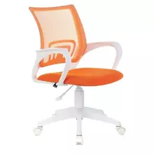 Кресло Brabix "Fly MG-396W" с подлокотниками пластик белый сетка оранжевое
