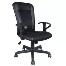Кресло Brabix "Optima MG-370" с подлокотниками экокожа/ткань черное