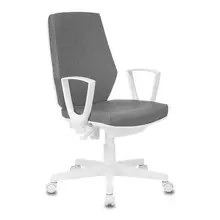 Кресло CH-W545 с подлокотниками пластик белый ткань серое