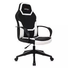 Кресло компьютерное Brabix "Alpha GM-018" ткань/экокожа черное/белое