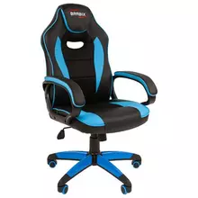 Кресло компьютерное Brabix "Blaze GM-162", TW/экокожа, черное/голубое