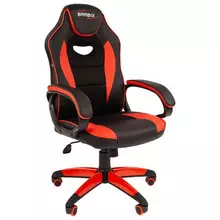 Кресло компьютерное Brabix "Blaze GM-162", TW/экокожа, черное/красное