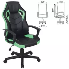 Кресло компьютерное Brabix "Fighter GM-008" экокожа черное/зеленое