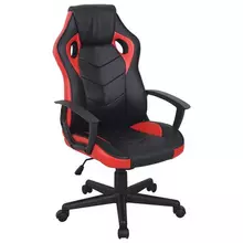 Кресло компьютерное Brabix "Fighter GM-008", экокожа, черное/красное