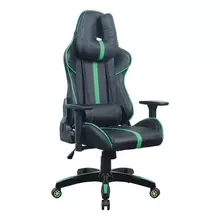 Кресло компьютерное Brabix "GT Carbon GM-120", две подушки, экокожа, черное/зеленое