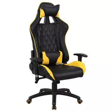 Кресло компьютерное Brabix "GT Master GM-110" две подушки экокожа черное/желтое