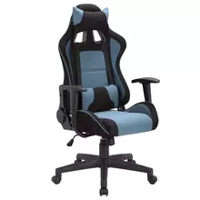 Кресло компьютерное Brabix "GT Racer GM-100" две подушки ткань черное/голубое