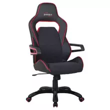 Кресло компьютерное Brabix "Nitro GM-001", ткань, экокожа, черное, вставки красные