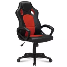 Кресло компьютерное Brabix "Rider EX-544", экокожа черная/ткань красная