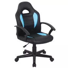 Кресло компьютерное Brabix "Spark GM-201", экокожа, черное/голубое