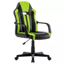 Кресло компьютерное Brabix "Stripe GM-202" экокожа черное/зеленое