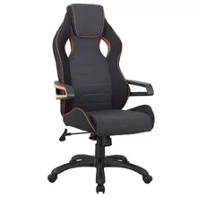 Кресло компьютерное Brabix "Techno Pro GM-003" ткань черное/серое вставки оранжевые