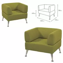 Кресло мягкое "Норд", "V-700", 820х720х730 мм. c подлокотниками, экокожа, светло-зеленое