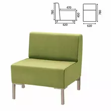 Кресло мягкое "Хост" М-43, 620х620х780 мм. без подлокотников, экокожа, светло-зеленое