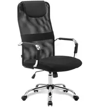 Кресло офисное Brabix "Fit EX-514" с подголовником хром черное