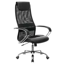 Кресло офисное Brabix Premium "Stalker EX-608 CH" хром ткань-сетка/кожзам черное