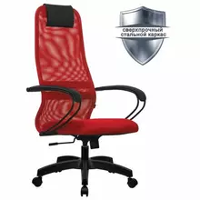 Кресло офисное Метта "SU-B-8" пластик ткань-сетка сиденье мягкое красное
