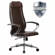 Кресло офисное Метта "К-29" хром рецик. кожа сиденье и спинка мягкие темно-коричневое