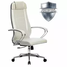 Кресло офисное Метта "К-31" хром рецик. кожа сиденье и спинка мягкие белое