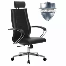 Кресло офисное Метта "К-32" хром рецик. кожа подголовник сиденье и спинка мягкие черное