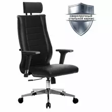 Кресло офисное Метта "К-32-2D" хром рецик. кожа подголовник сиденье и спинка мягкие черное
