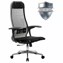 Кресло офисное Метта "К-4-Т" хром прочная сетка сиденье и спинка регулируемые черное
