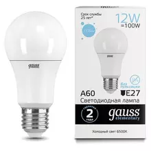 Лампа светодиодная Gauss 12(100) Вт цоколь Е27 груша холодный белый 25000 ч LED A60-12W-6500-E27