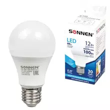 Лампа светодиодная Sonnen, 12 (100) Вт, цоколь Е27, грушевидная, нейтральный белый свет, 30000 ч, LED A60-12W-4000-E27