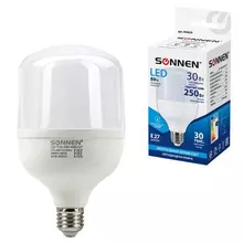 Лампа светодиодная Sonnen, 30 (250) Вт, цоколь Е27, цилиндр, нейтральный белый, 30000 ч, LED Т100-30W-4000-E27