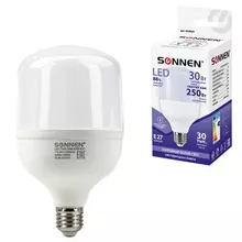 Лампа светодиодная Sonnen, 30 (250) Вт, цоколь Е27, цилиндр, холодный белый, 30000 ч, LED Т100-30W-6500-E27